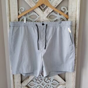 Topman Men's Drawstring Elastic Waist Shorts in Stone Stripe Size 44